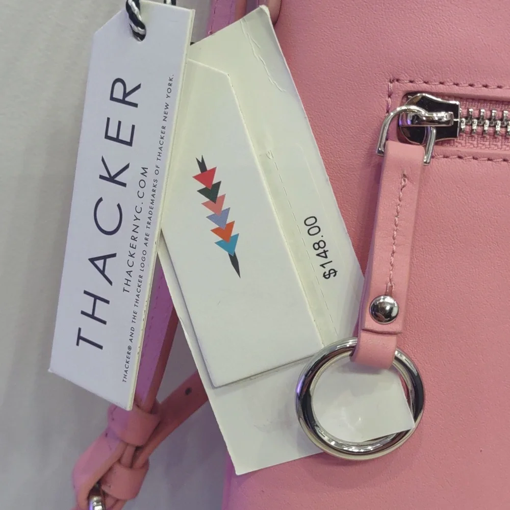 💖Thacker Pink Leather Crossbody Purse Handbag Adjustable Strap Zip Handbag NEW - Picture 2 of 11